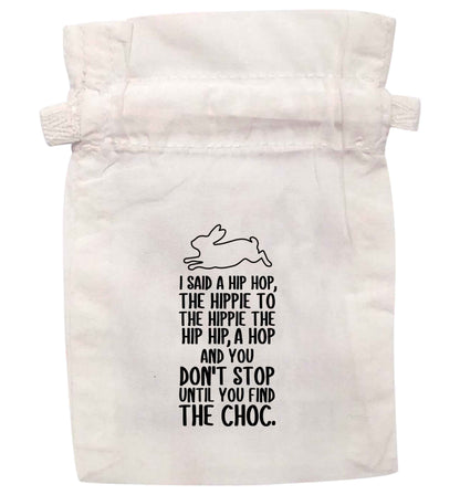 Don't stop until you find the choc | XS - L | Pouch / Drawstring bag / Sack | Organic Cotton | Bulk discounts available!