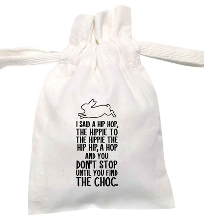 Don't stop until you find the choc | XS - L | Pouch / Drawstring bag / Sack | Organic Cotton | Bulk discounts available!