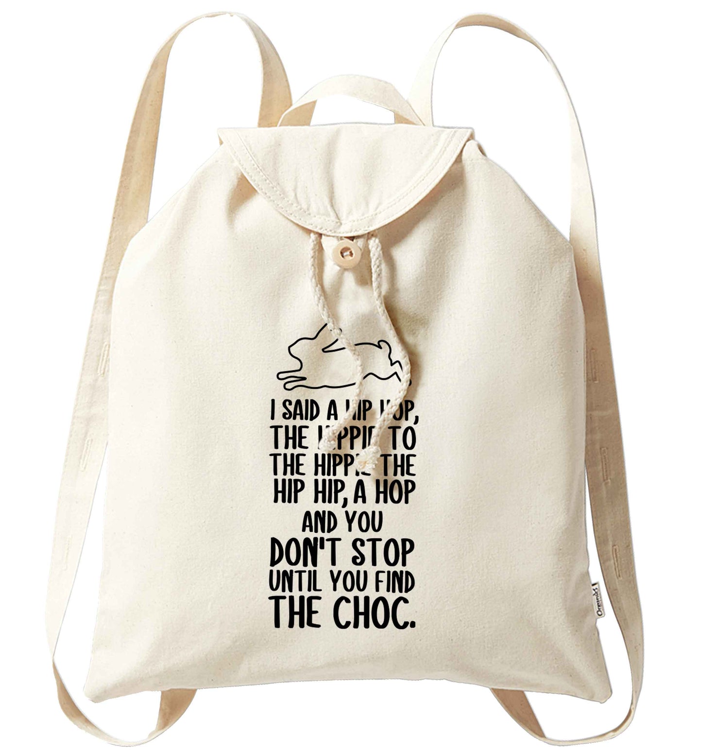 Don't stop until you find the choc organic cotton backpack tote with wooden buttons in natural