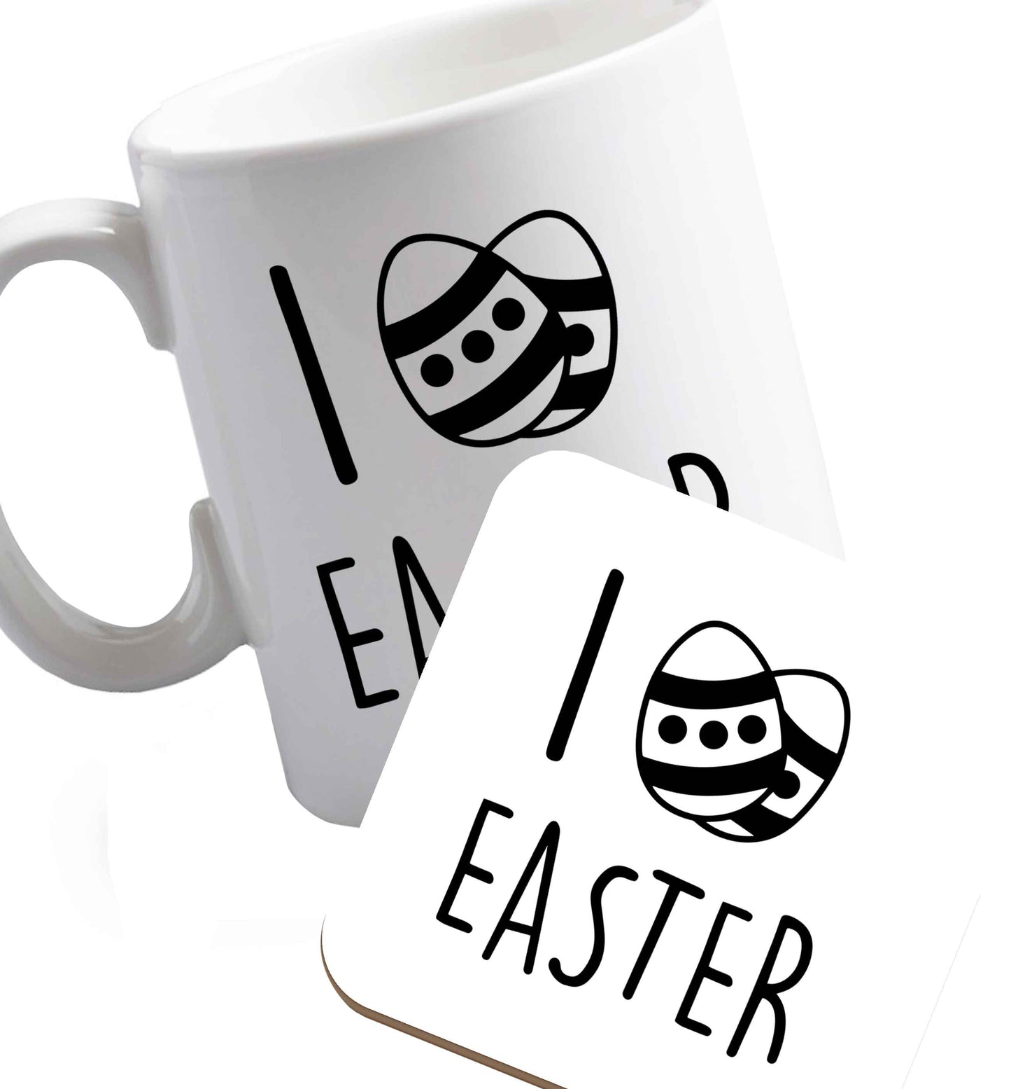 10 oz Favourite Type Pan Pancake ceramic mug and coaster set right handed
