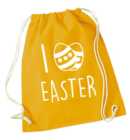 I love Easter mustard drawstring bag