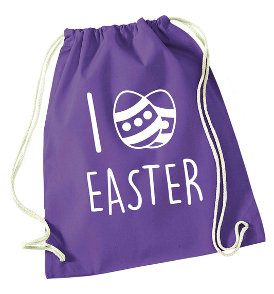 I love Easter purple drawstring bag