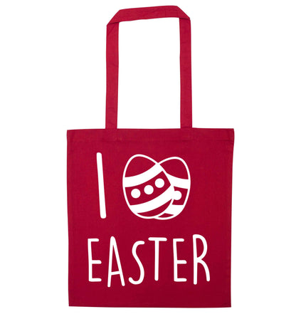 I love Easter red tote bag