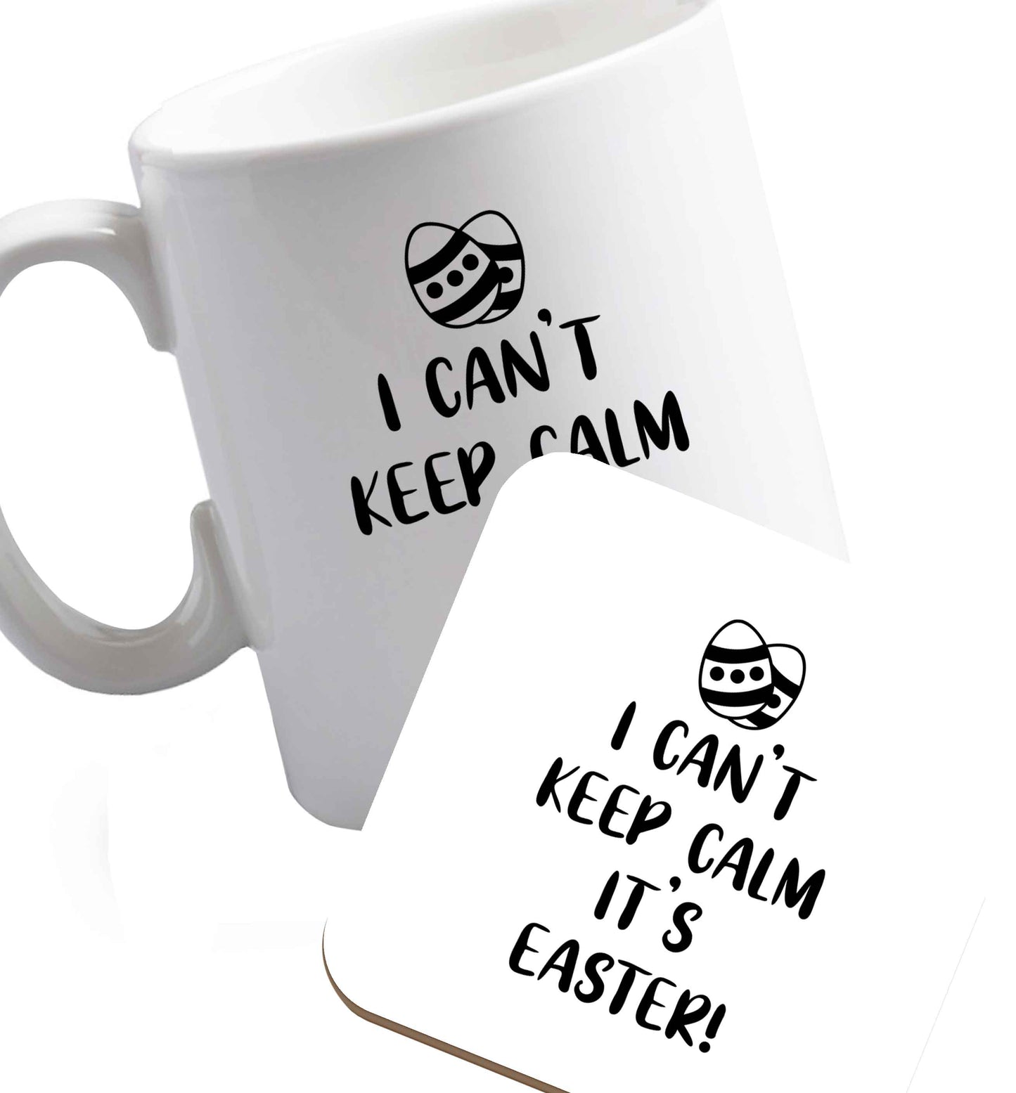 10 oz Favourite Type Pan Pancake ceramic mug and coaster set right handed