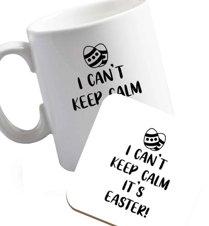 10 oz Favourite Type Pan Pancake ceramic mug and coaster set right handed