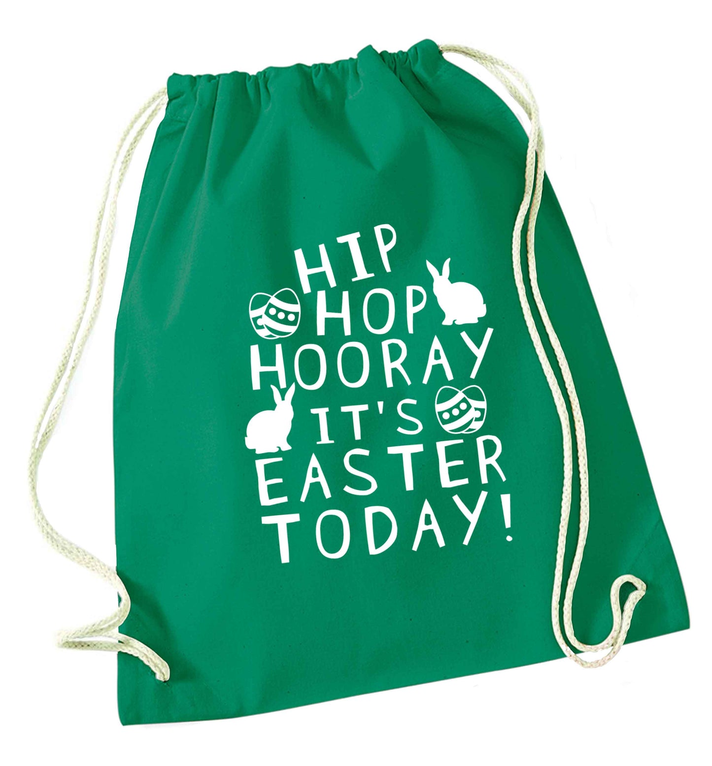 Hip hip hooray it's Easter today! green drawstring bag