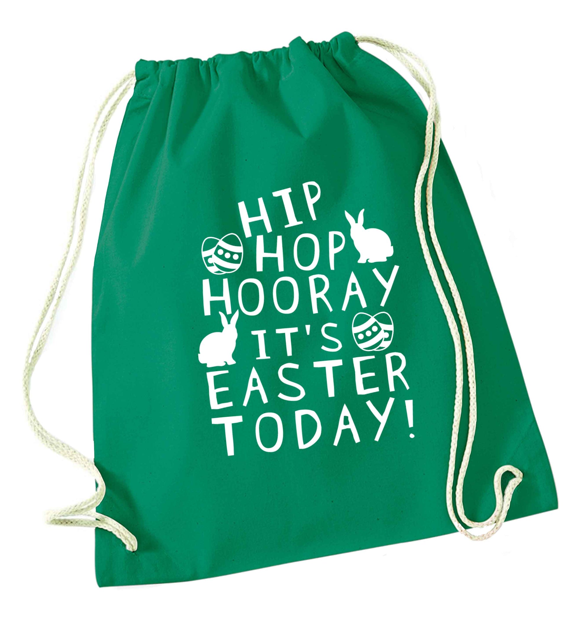 Hip hip hooray it's Easter today! green drawstring bag