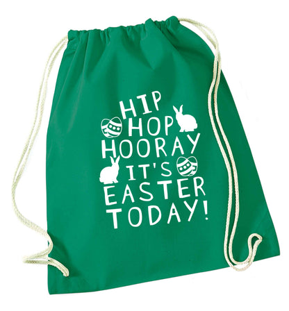 Hip hip hooray it's Easter today! green drawstring bag