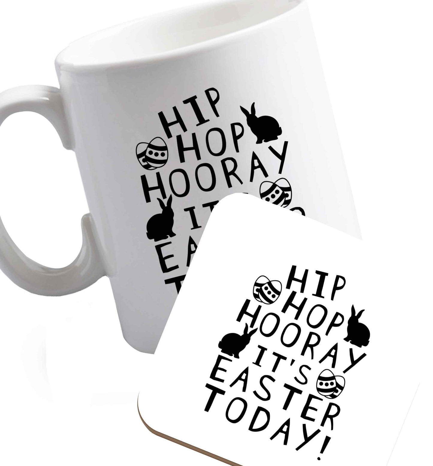 10 oz Favourite Type Pan Pancake ceramic mug and coaster set right handed