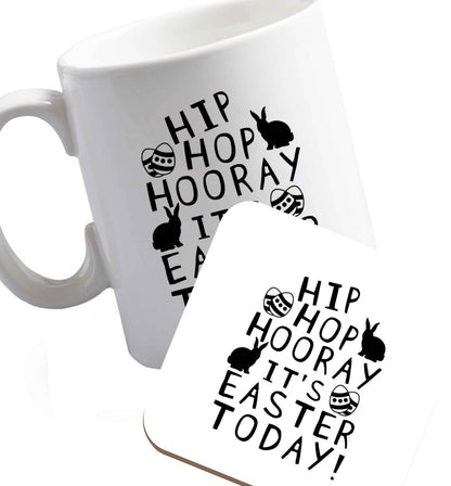 10 oz Favourite Type Pan Pancake ceramic mug and coaster set right handed
