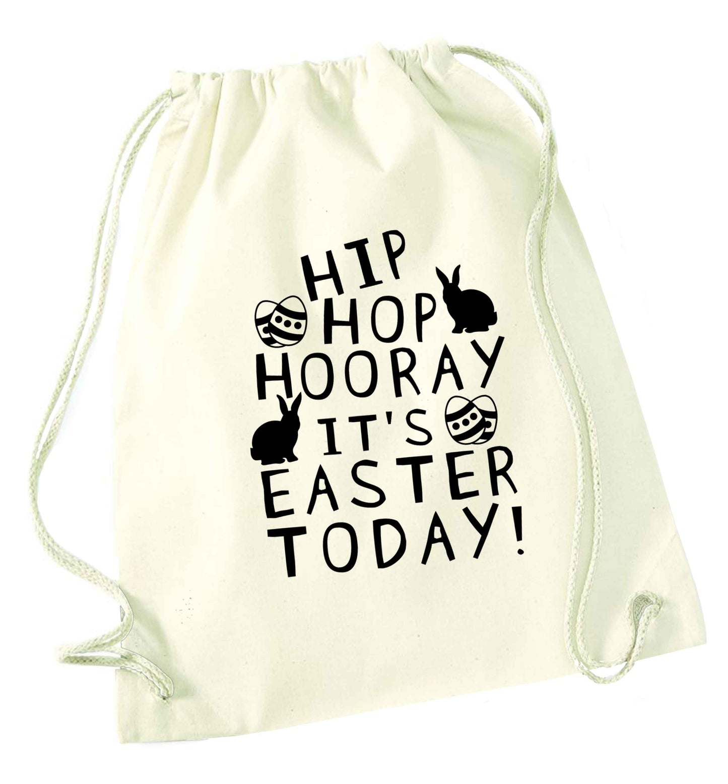 Hip hip hooray it's Easter today! natural drawstring bag
