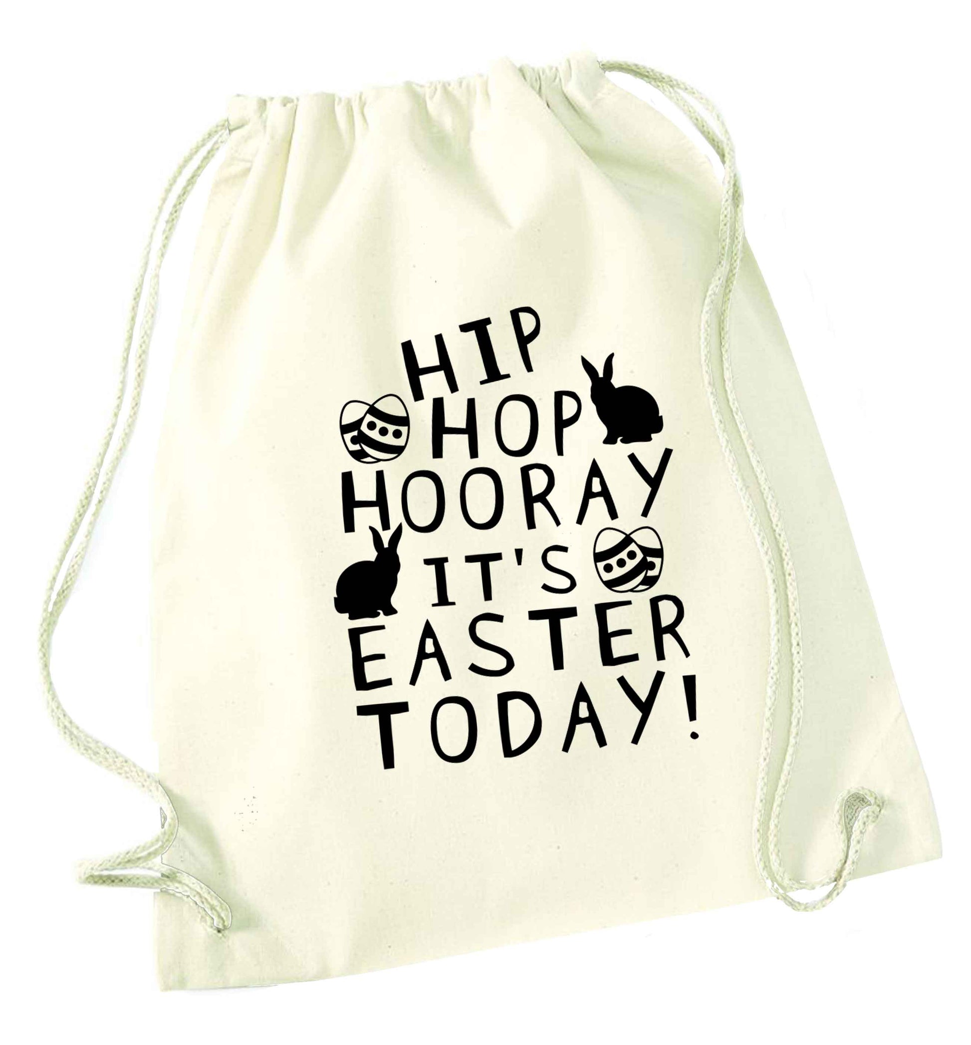 Hip hip hooray it's Easter today! natural drawstring bag