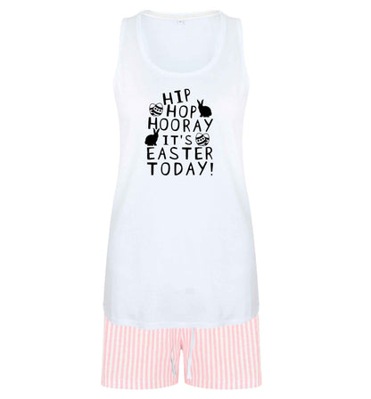 Hip hip hooray it's Easter today! size XL women's pyjama shorts set in pink 