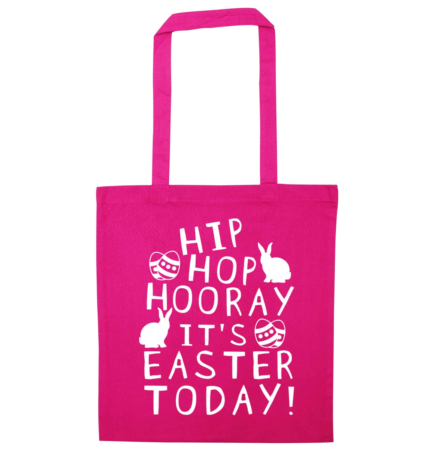 Hip hip hooray it's Easter today! pink tote bag