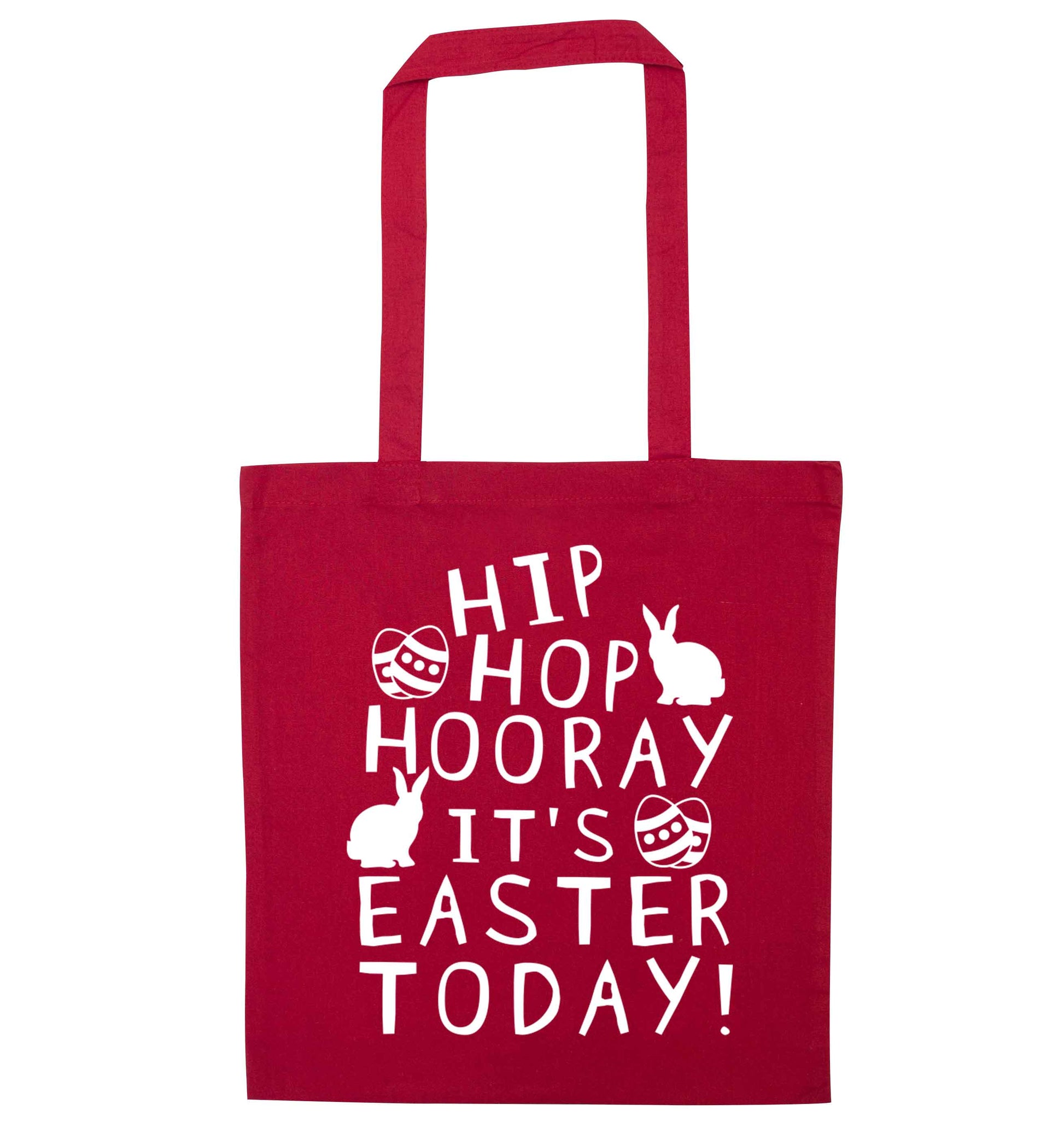 Hip hip hooray it's Easter today! red tote bag