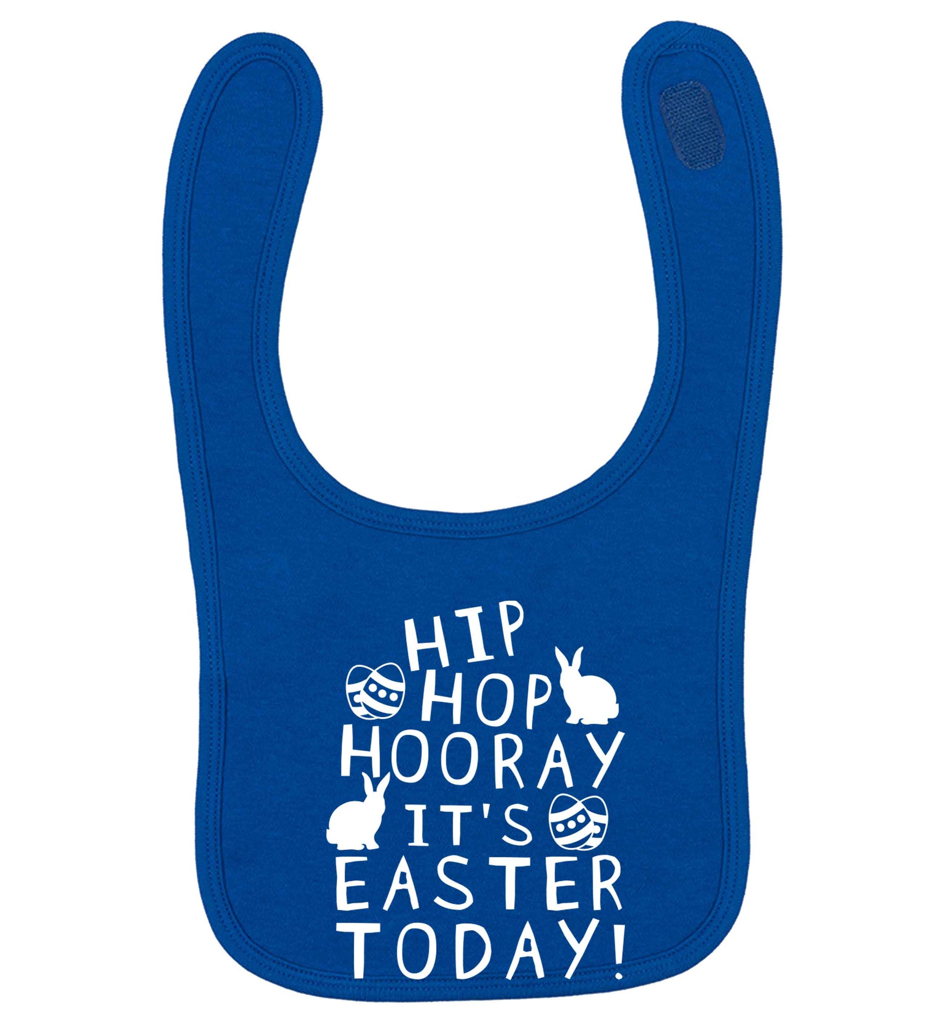 Hip hip hooray it's Easter today! royal blue baby bib