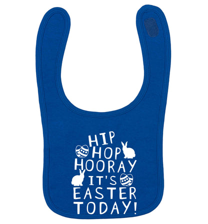 Hip hip hooray it's Easter today! royal blue baby bib