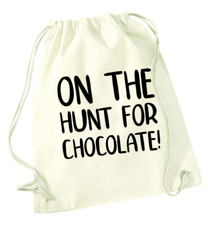 On the hunt for chocolate! natural drawstring bag