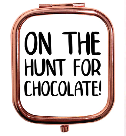 On the hunt for chocolate! rose gold square pocket mirror