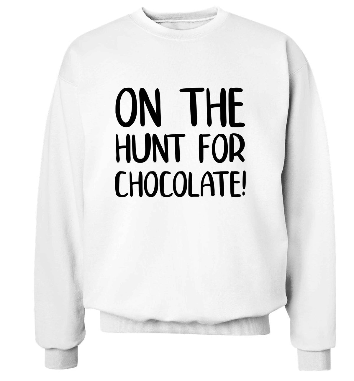 On the hunt for chocolate! adult's unisex white sweater 2XL