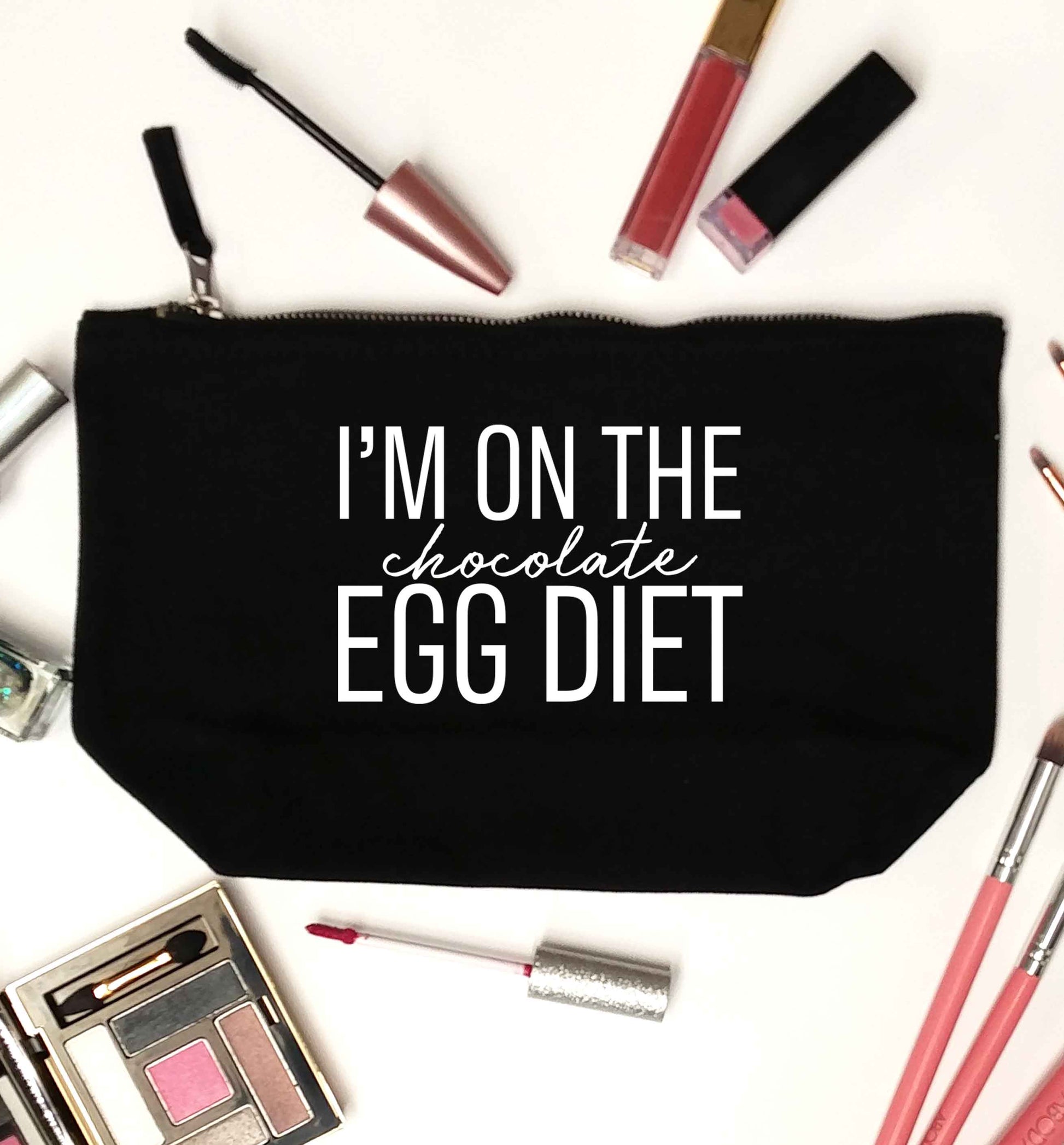 I'm on the chocolate egg diet black makeup bag