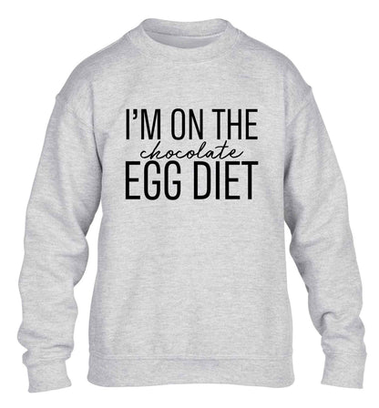 I'm on the chocolate egg diet children's grey sweater 12-13 Years