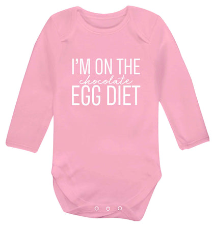 I'm on the chocolate egg diet baby vest long sleeved pale pink 6-12 months