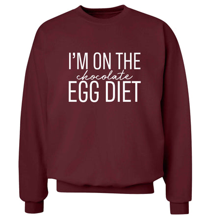 I'm on the chocolate egg diet adult's unisex maroon sweater 2XL