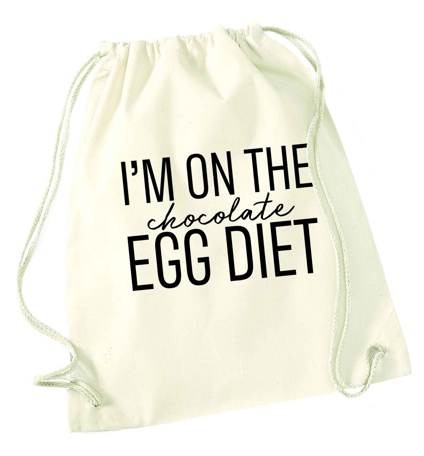 I'm on the chocolate egg diet natural drawstring bag