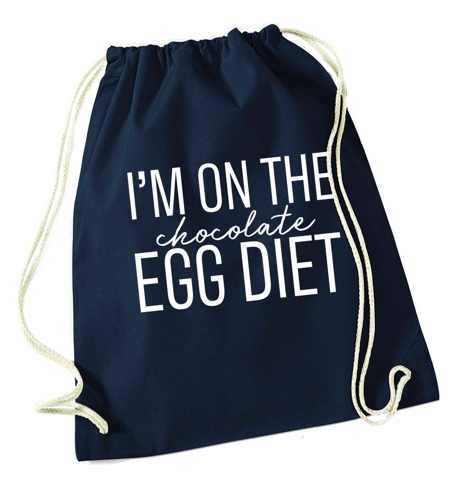I'm on the chocolate egg diet navy drawstring bag
