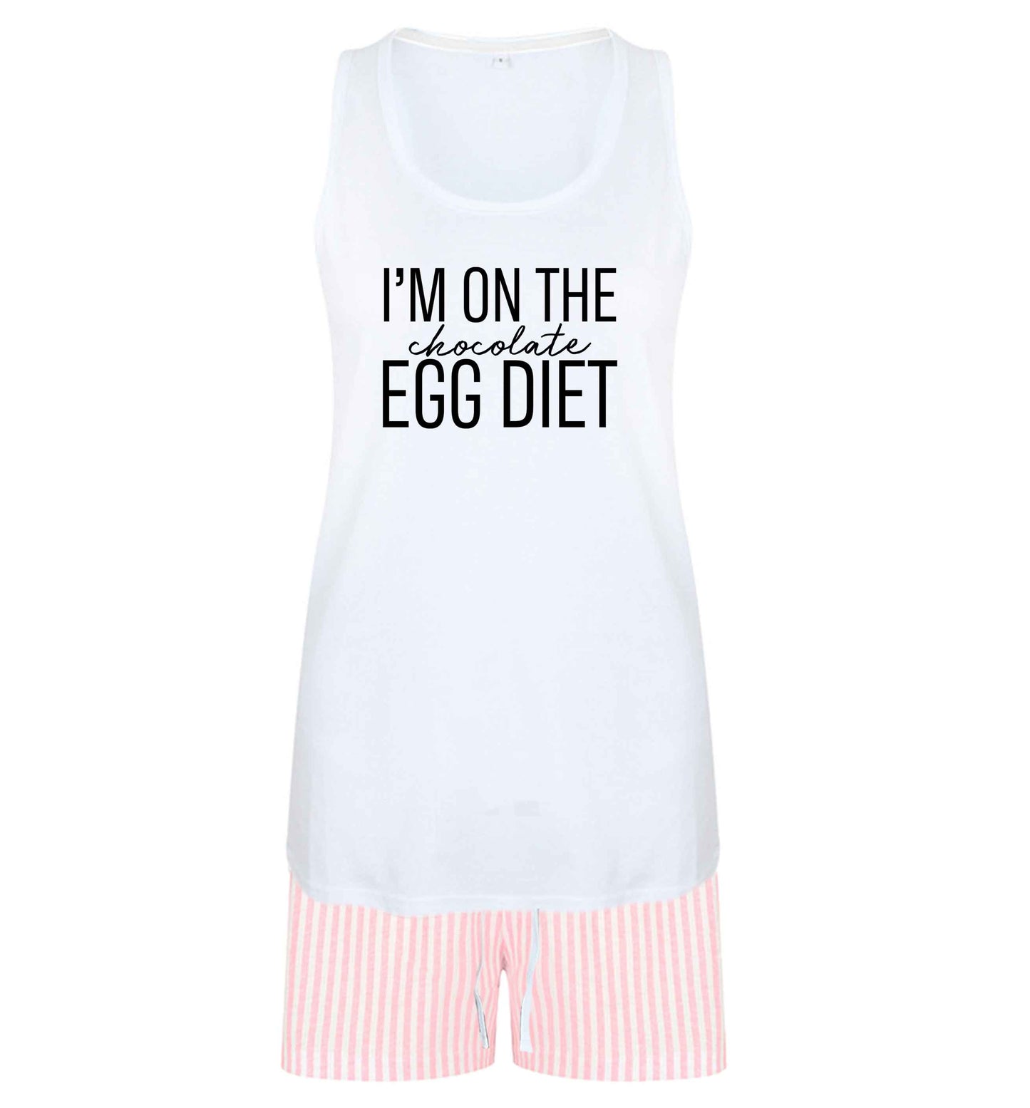 I'm on the chocolate egg diet size XL women's pyjama shorts set in pink 