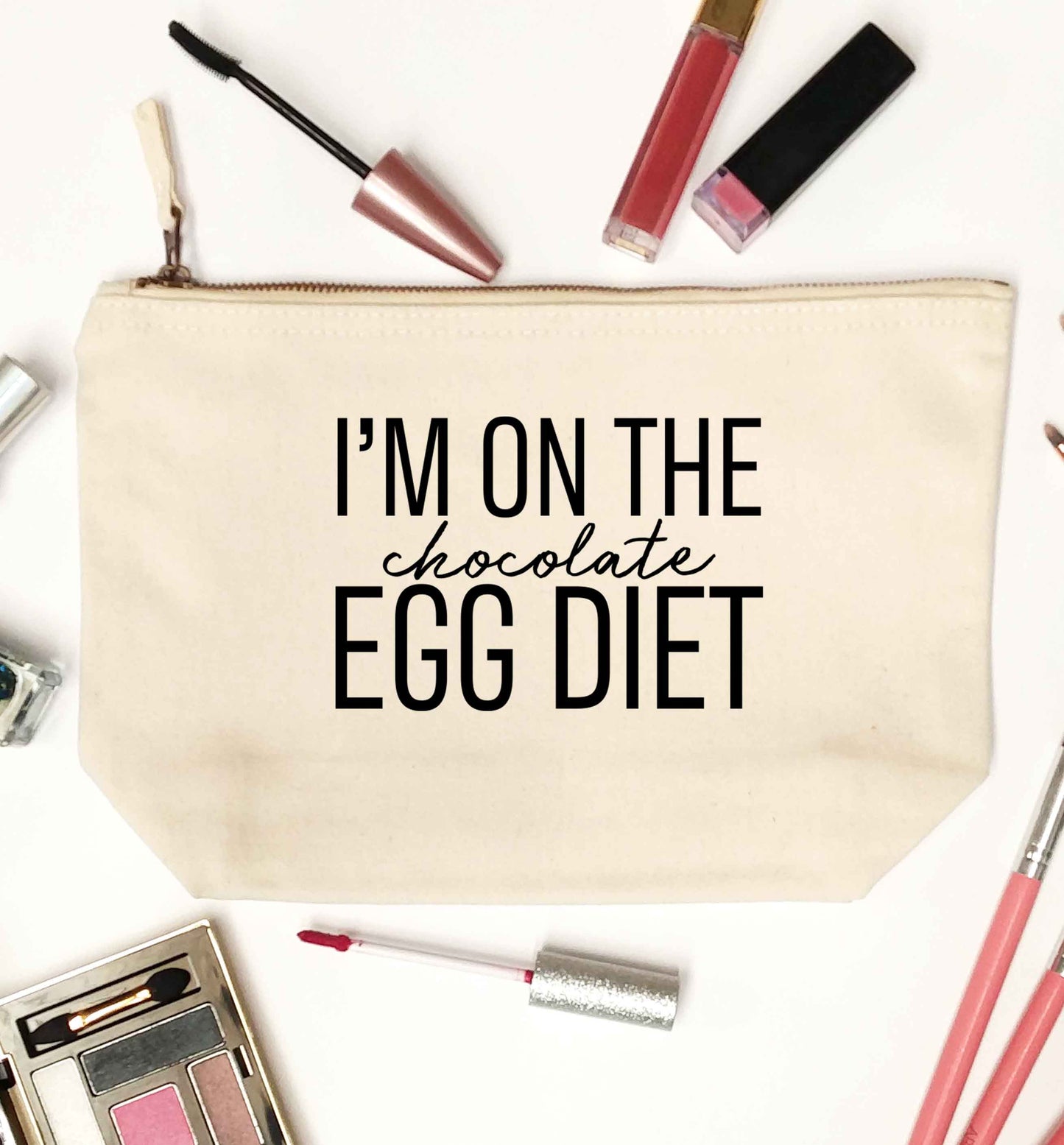 I'm on the chocolate egg diet natural makeup bag