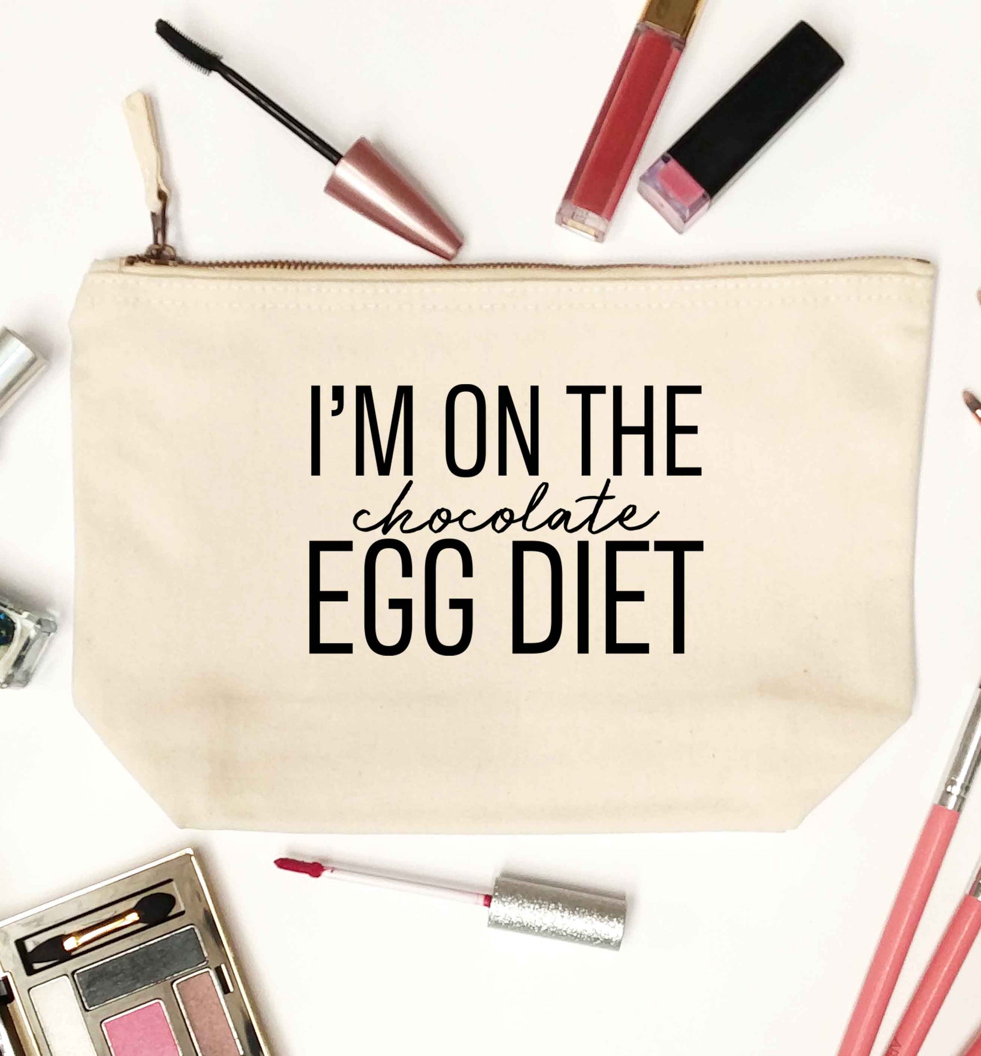 I'm on the chocolate egg diet natural makeup bag