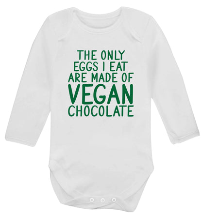 The only eggs I eat are made of vegan chocolate baby vest long sleeved white 6-12 months