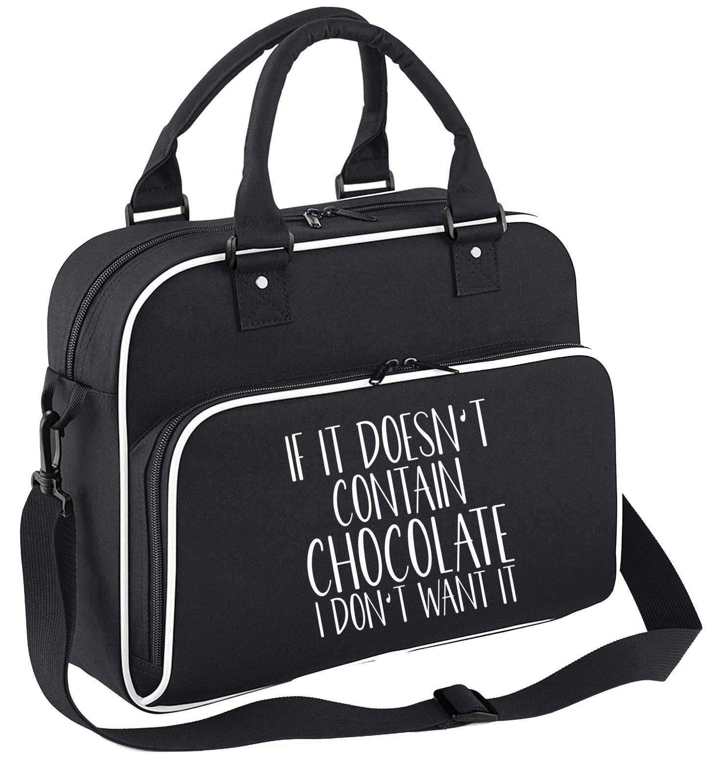 If it doesn't contain chocolate I don't want it children's dance bag black with white detail