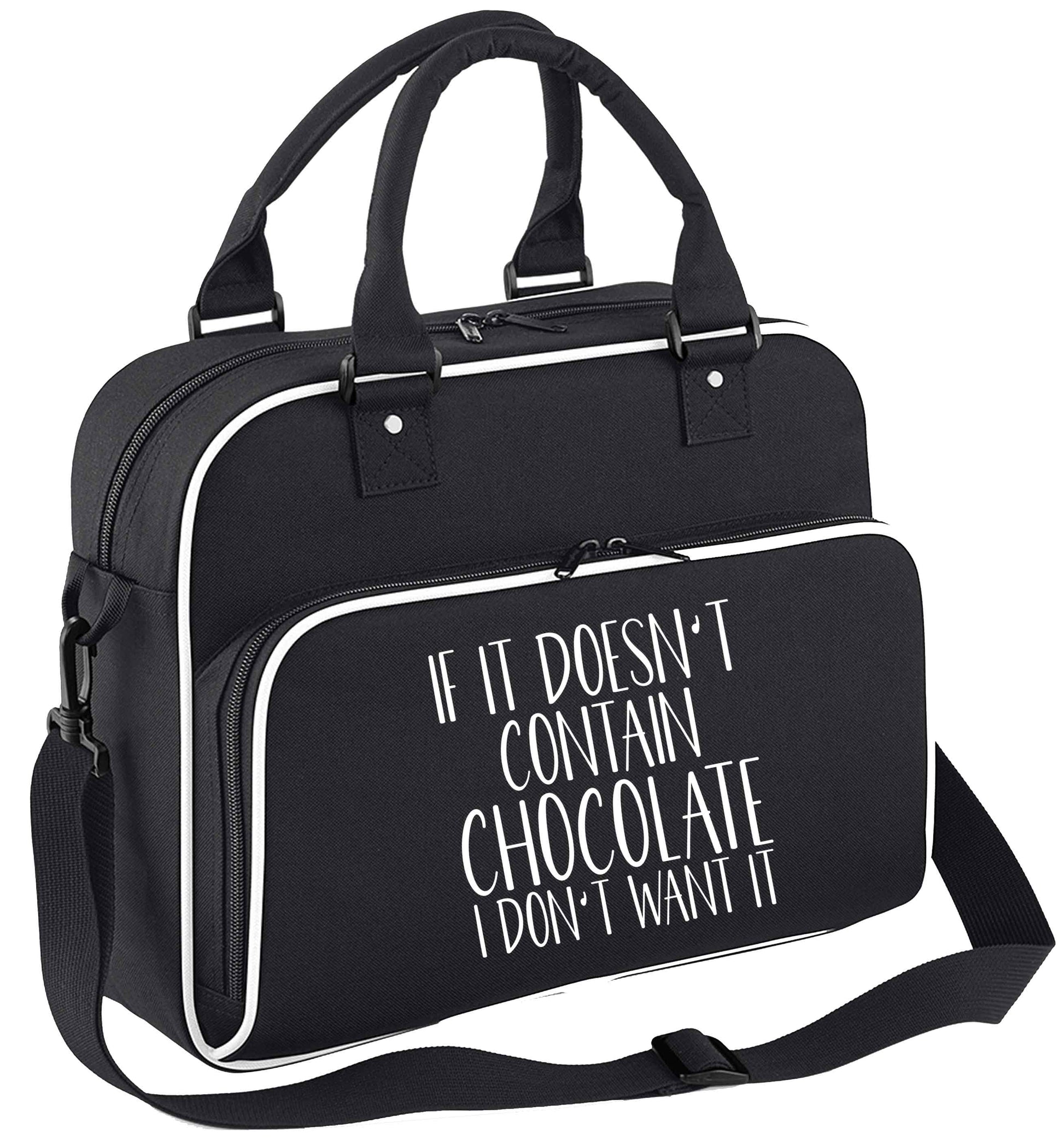 If it doesn't contain chocolate I don't want it children's dance bag black with white detail