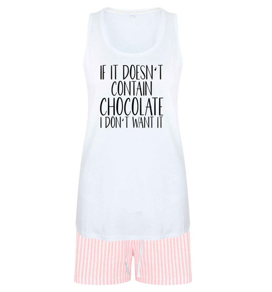 If it doesn't contain chocolate I don't want it size XL women's pyjama shorts set in pink 