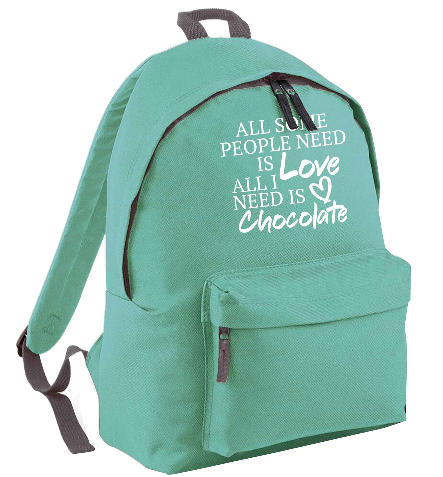 All some people need is love all I need is chocolate mint adults backpack