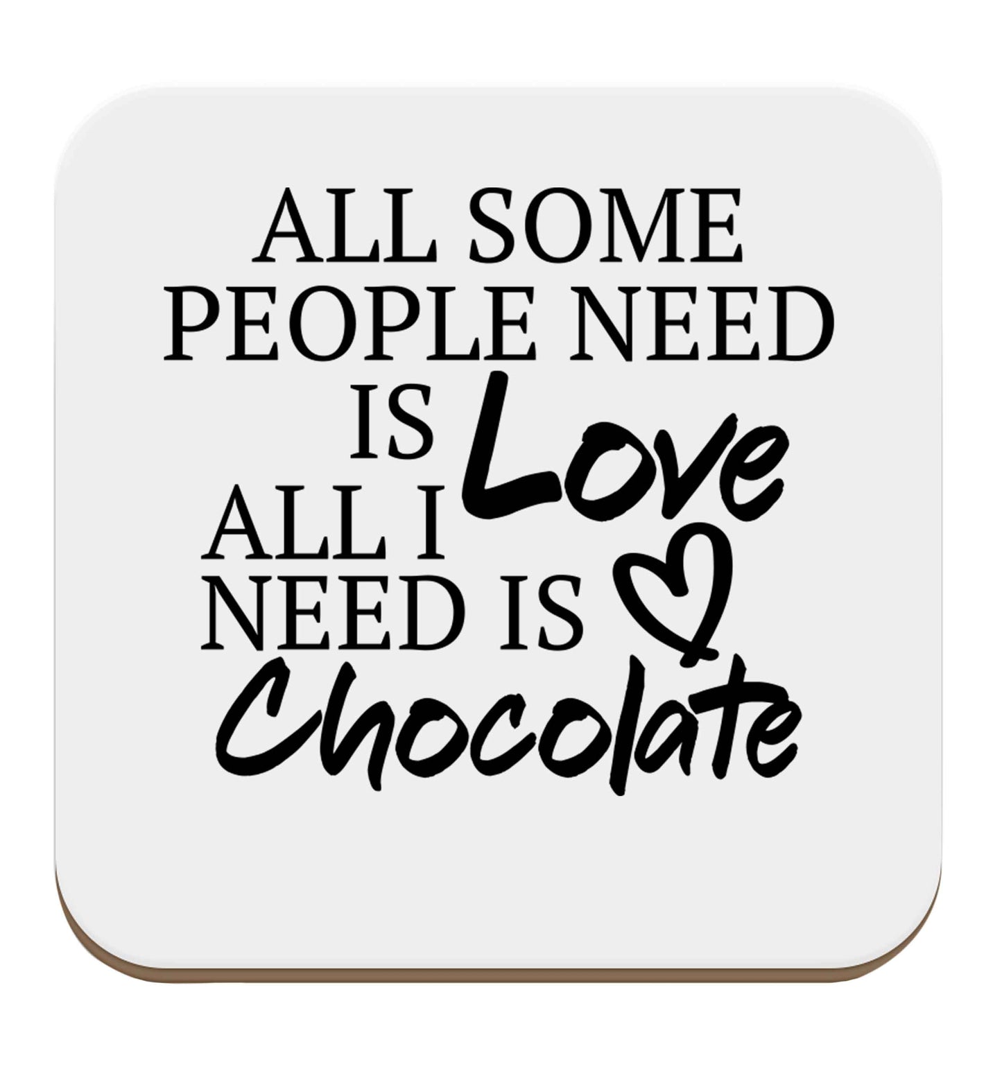 All some people need is love all I need is chocolate set of four coasters