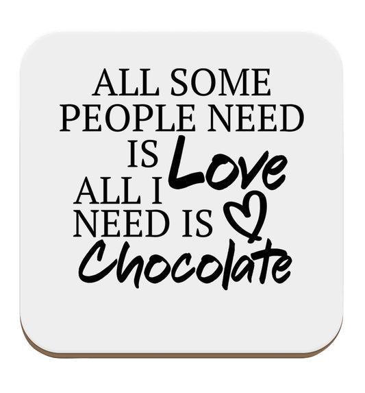 All some people need is love all I need is chocolate set of four coasters