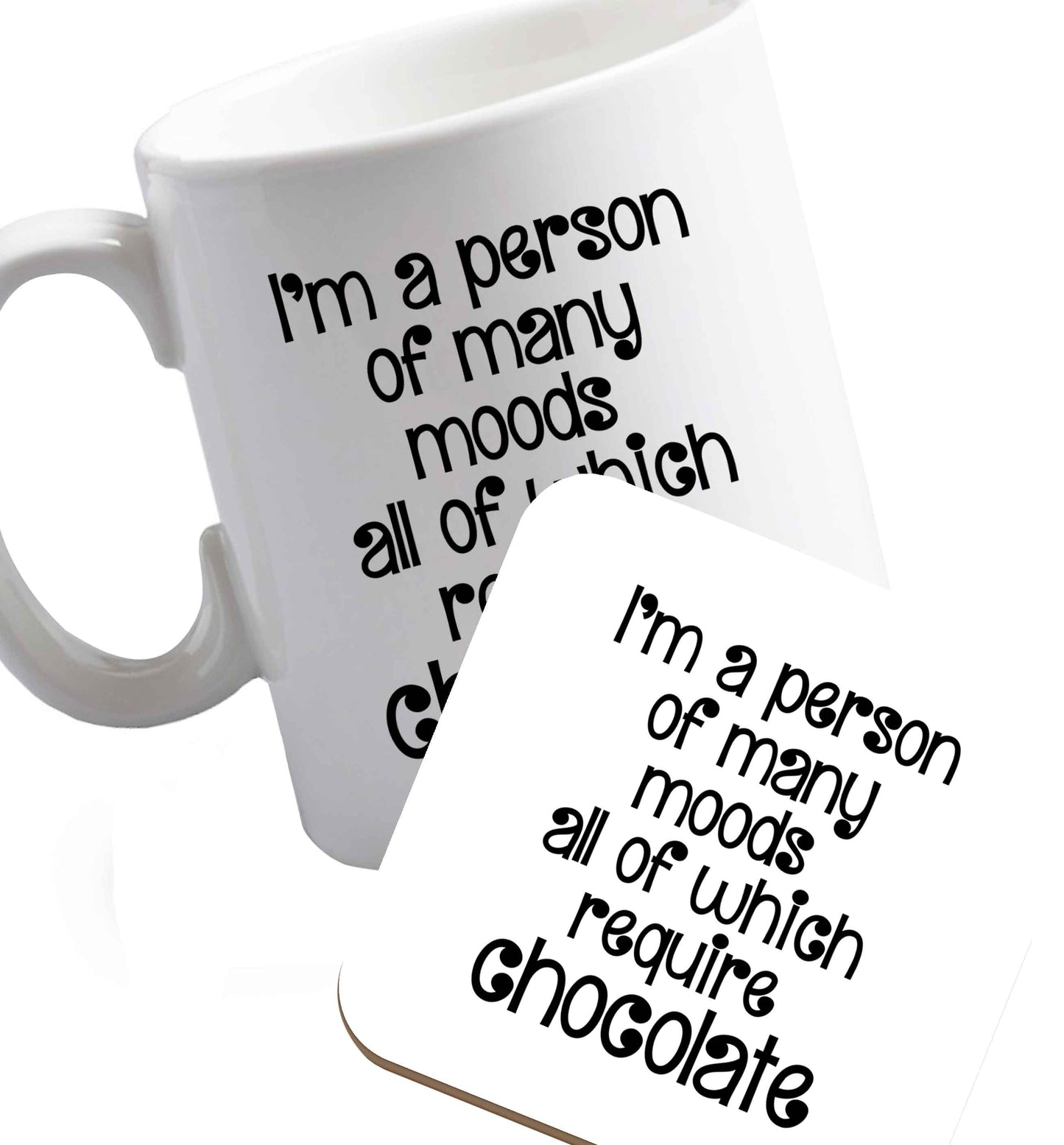 10 oz Favourite Type Pan Pancake ceramic mug and coaster set right handed