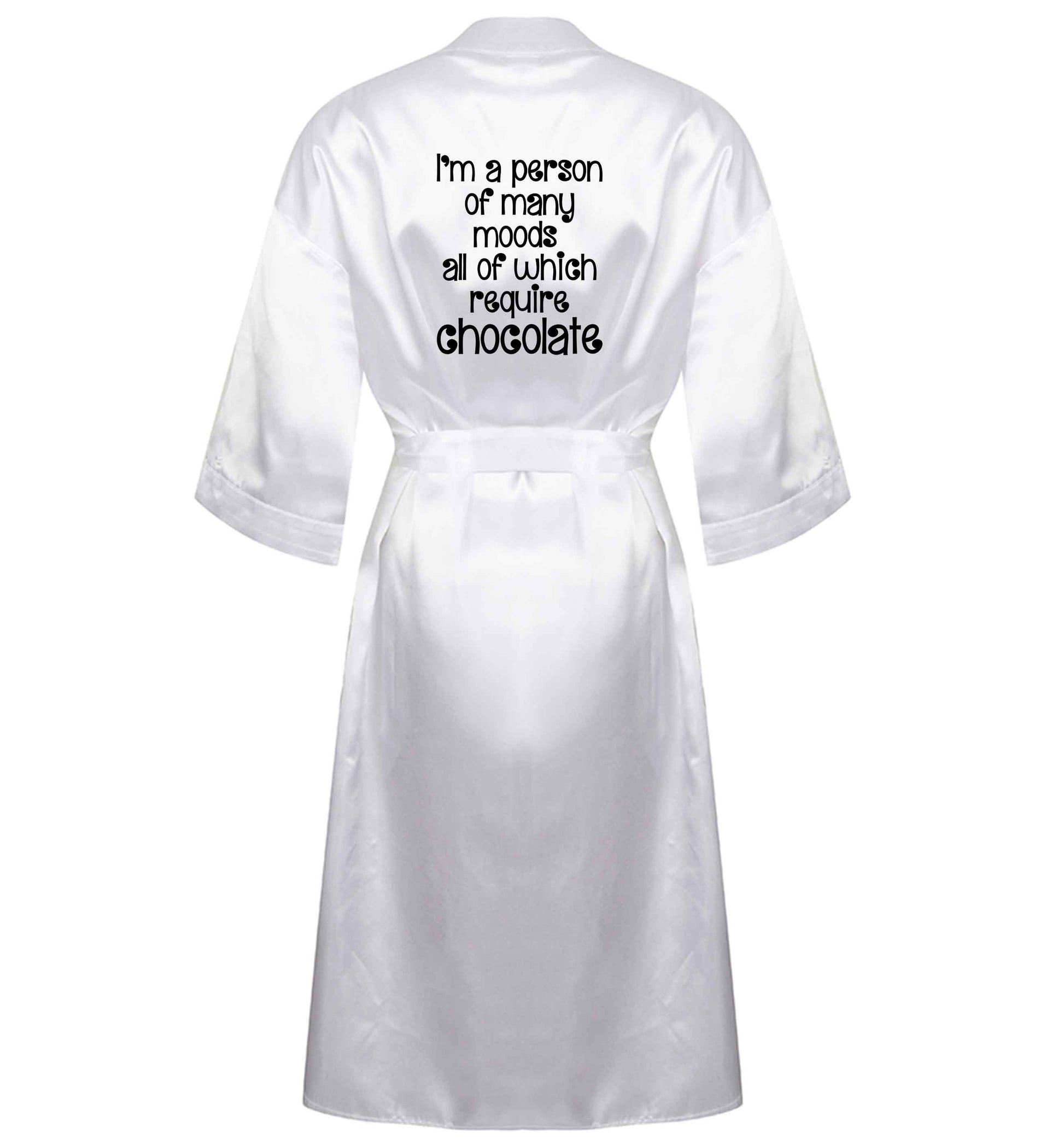 funny gift for a chocaholic! I'm a person of many moods all of which require chocolate XL/XXL white ladies dressing gown size 16/18