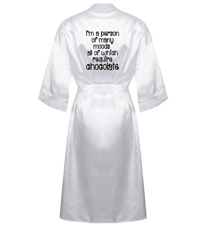 funny gift for a chocaholic! I'm a person of many moods all of which require chocolate XL/XXL white ladies dressing gown size 16/18