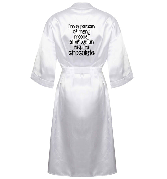 funny gift for a chocaholic! I'm a person of many moods all of which require chocolate XL/XXL white ladies dressing gown size 16/18