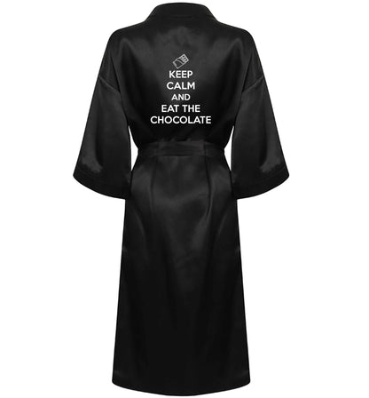 funny gift for a chocaholic! Keep calm and eat the chocolate XL/XXL black ladies dressing  gown size 16/18