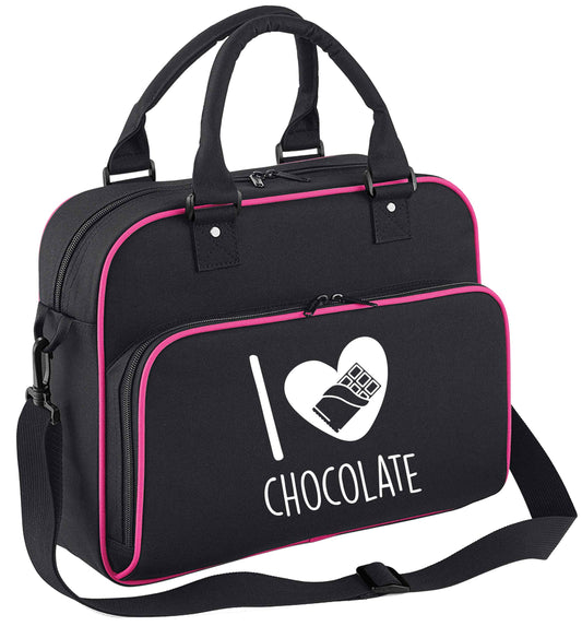 funny gift for a chocaholic! I love chocolate children's dance bag black with pink detail