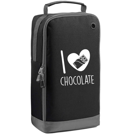 funny gift for a chocaholic! I love chocolate black sports shoe bag vertical print