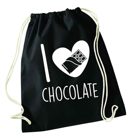 funny gift for a chocaholic! I love chocolate black drawstring bag
