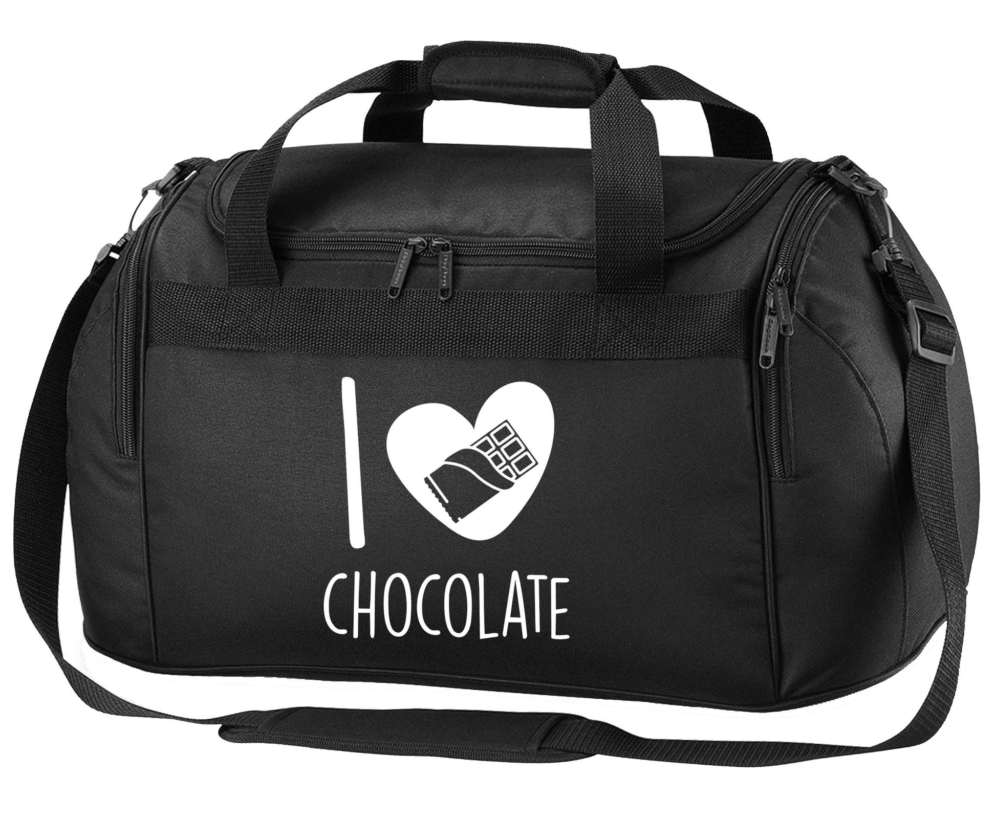 funny gift for a chocaholic! I love chocolate black holdall / duffel bag