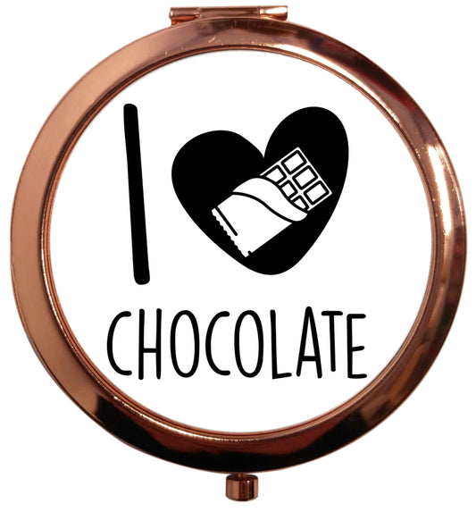 funny gift for a chocaholic! I love chocolate rose gold circle pocket mirror